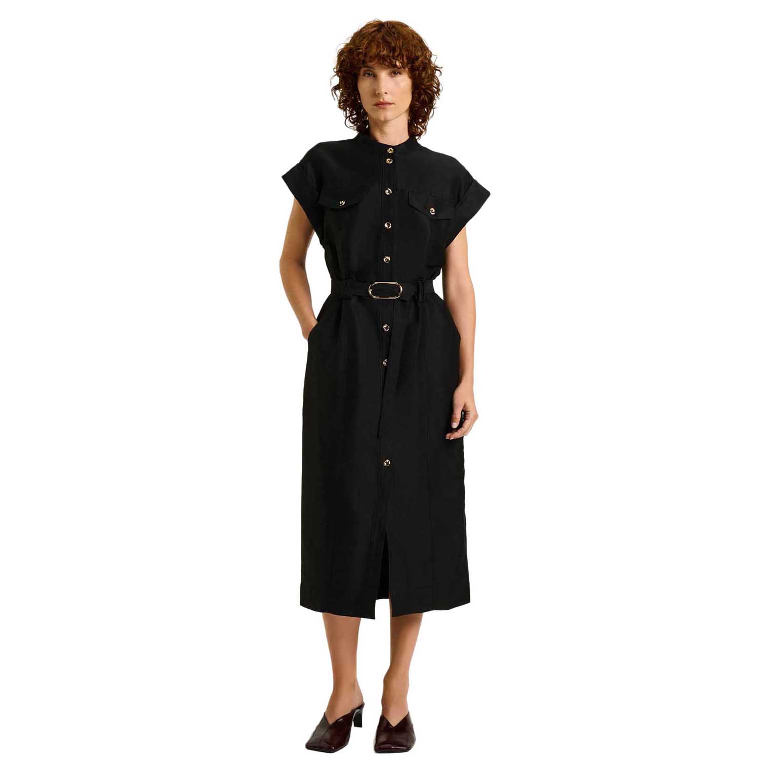 Veronika Maine Linen Viscose Blend Utility Midi Dress